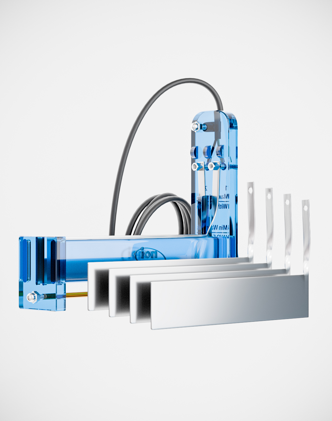 Complete 3D blue array with metal plates